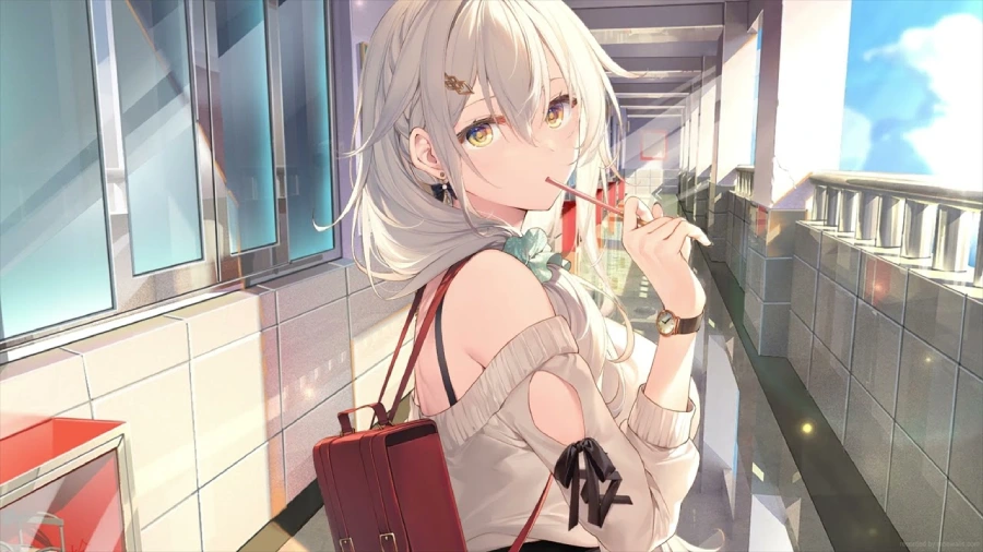 Hình nền máy tính anime cute nữ, nhân vật nữ trong bộ đồ hầu gái đáng yêu