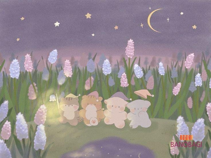 Hình nền máy tính cute nhẹ nhàng với cô gái ngồi trên gấu bông