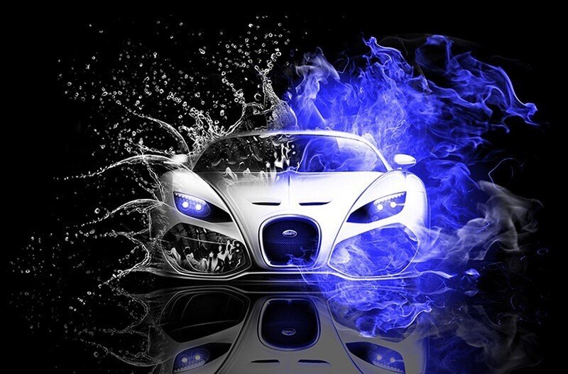 Hình nền oto siêu xe màu đen bóng dưới ánh đèn