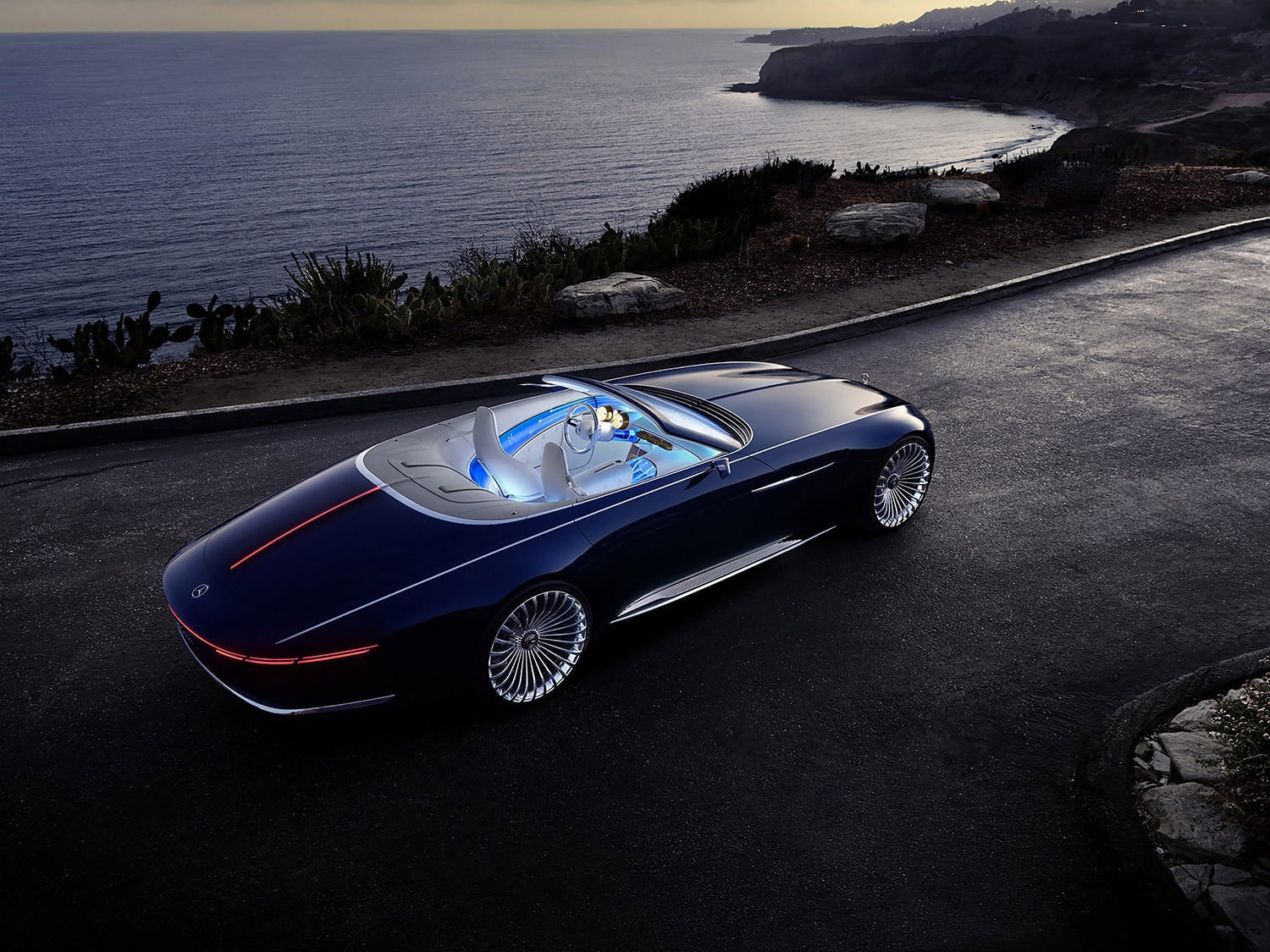 Hình nền Mercedes-Maybach Vision 6 Cabriolet 2017 4K sau xe