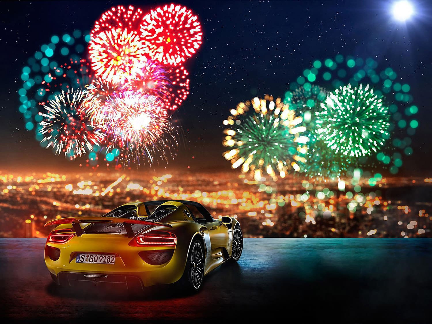 Hình nền Porsche 918 Spyder 4K ánh đèn