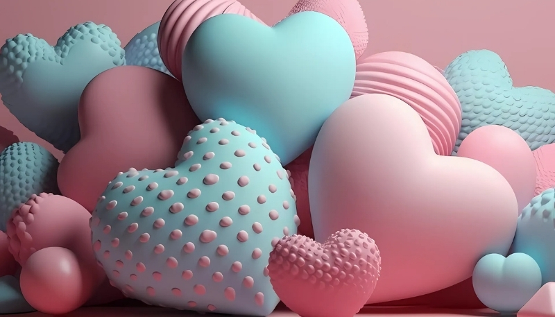 Hình nền máy tính 3D cute trái tim hồng trên nền tối