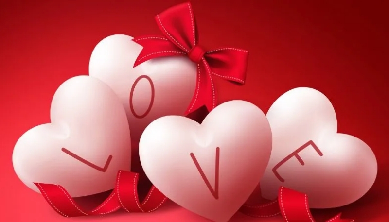 Hình nền máy tính 3D cute trái tim màu hồng nhạt và ánh sáng