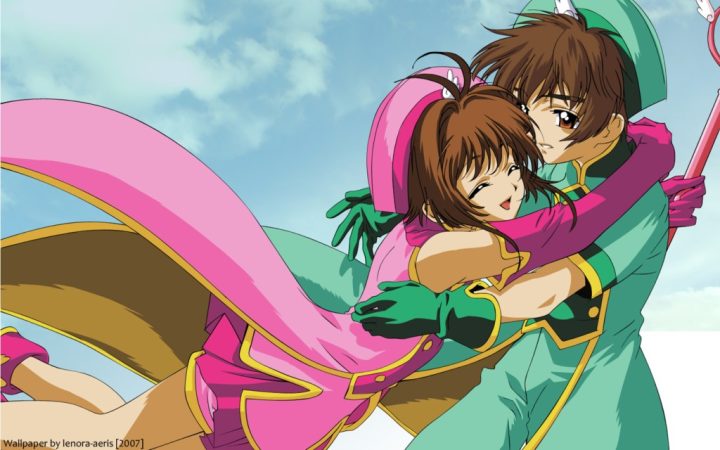 ảnh nền máy tính hoạt hình đẹp: Sakura và Syaoran ôm nhau