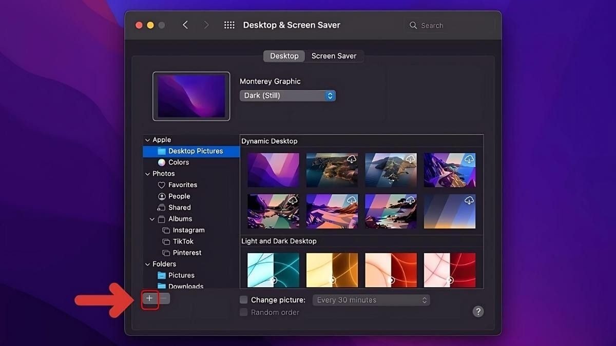 Kéo thả ảnh để cài đặt hình nền máy tính có chữ trên macOS