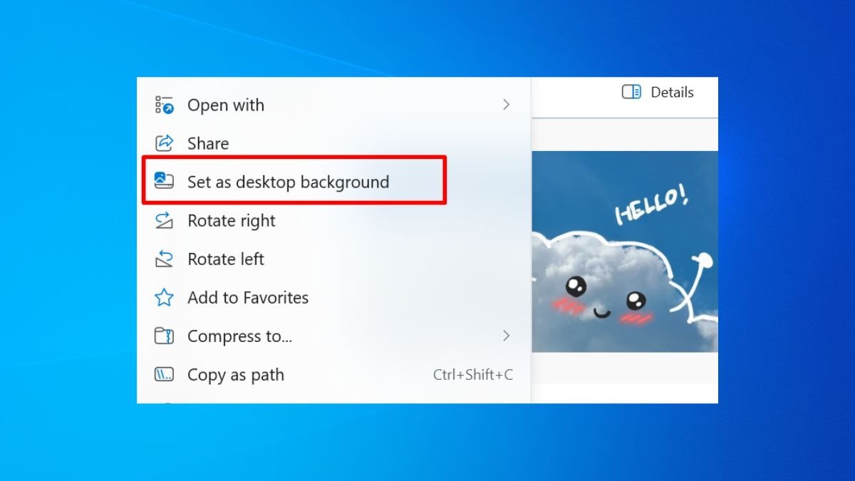 Hướng dẫn cài đặt hình nền máy tính có chữ trên Windows bằng cách Set as desktop background