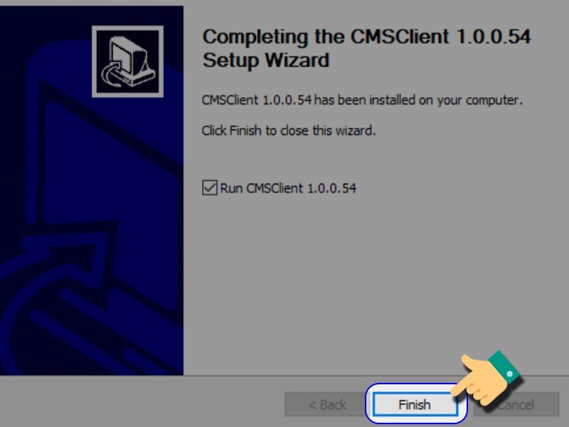 Hoàn tất quá trình cài đặt Yoosee bằng cách nhấn "Finish", sẵn sàng cho việc trải nghiệm giám sát an ninh trên máy tính.