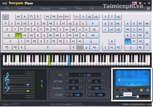 Phần mềm organ trên máy tính: Tạm dừng và tiếp tục phát nhạc
