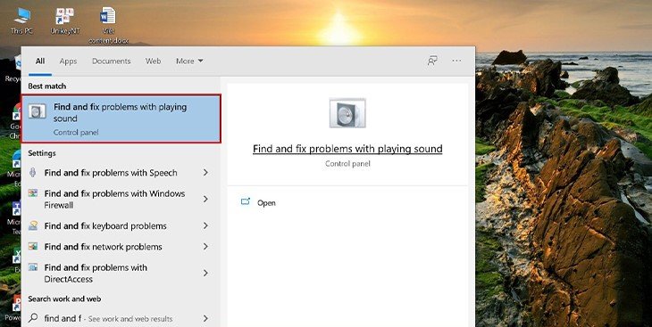 Sử dụng công cụ Troubleshoot Audio Playback trên máy tính để bàn