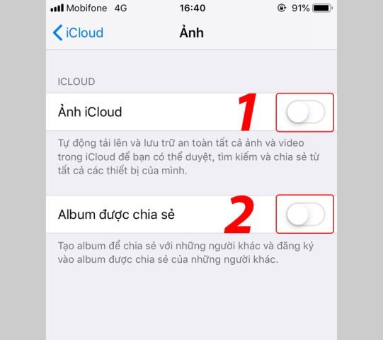 Tắt sao lưu ảnh iCloud trên iPhone