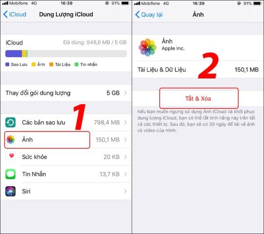 Tắt và xóa ảnh đã sao lưu từ iCloud trên iPhone