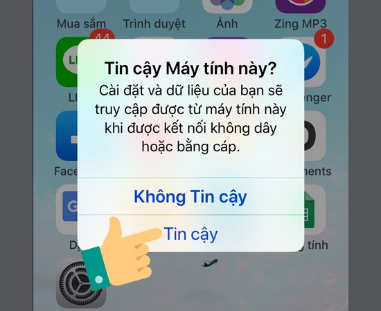 Xác nhận Tin cậy máy tính khi kết nối iPhone 4