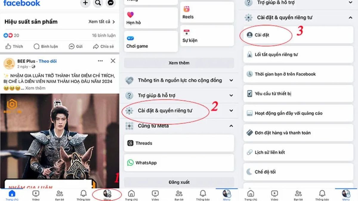 Hướng dẫn sao lưu tin nhắn Messenger trên máy tính: Bước truy cập cài đặt tài khoản Facebook