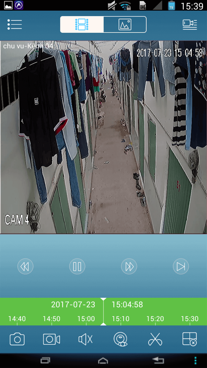 Màn hình xem lại camera KBVISION với thanh thời gian