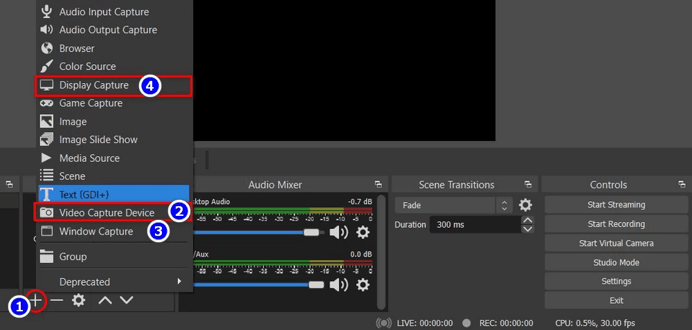 Thêm nguồn video và ứng dụng vào OBS khi livestream trực tiếp trên máy tính