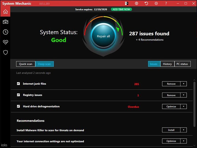 Iolo System Mechanic phần mềm dọn rác máy tính