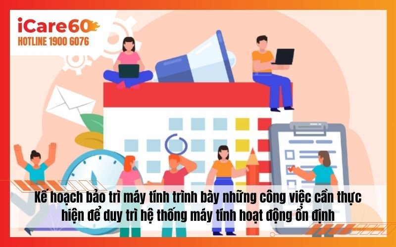 Người dùng đang lập kế hoạch bảo trì máy tính trên laptop