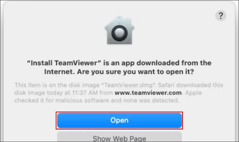 Nháº¥n vào chá»¯ Open (Má»Ÿ)