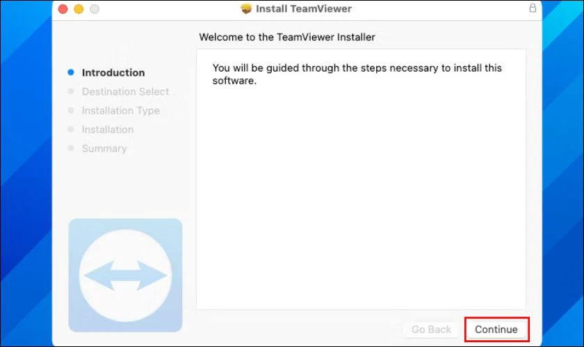 Nháº¥n chá»n Continue (Tiáº¿p tá»¥c)
