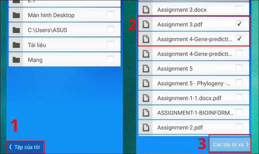Chá»n má»¥c Tá»‡p cá»§a tôi và nháº¥p chá»n file muá»‘n truyá»u sang máy tính