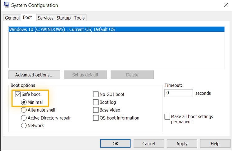 Khởi động máy tính vào chế độ an toàn để khắc phục lỗi màn hình xanh