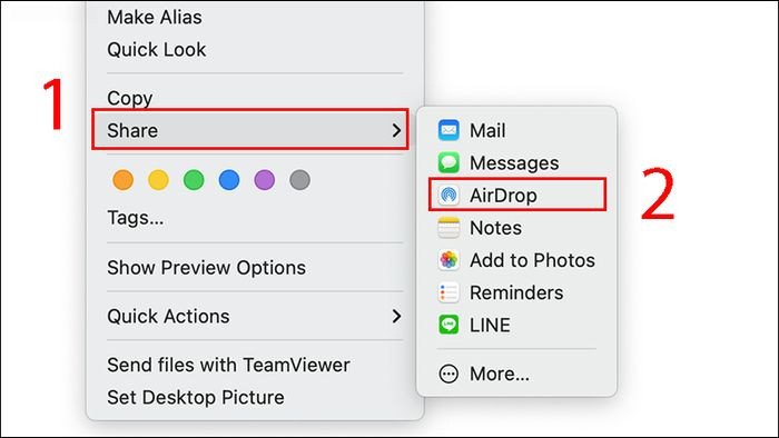 Kích hoạt AirDrop trên iPad để chép hình ảnh từ máy tính vào iPad từ máy Mac