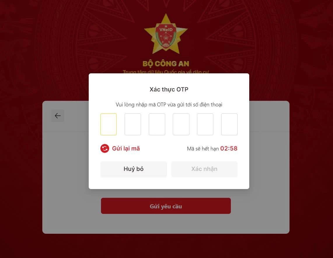 Kích Hoạt VNeID Trên Máy Tính: Nhập mã OTP xác thực tài khoản VNeID