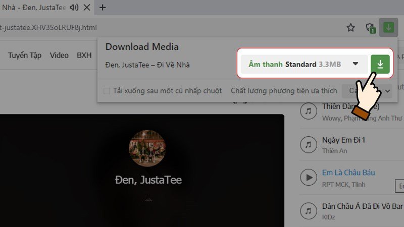 Lá»±a chá»n cháº¥t lÆ°á»£ng táº£i nháº¡c > Tiáº¿p tá»¥c chá»n biá»ƒu tÆ°á»£ng táº£i vá»