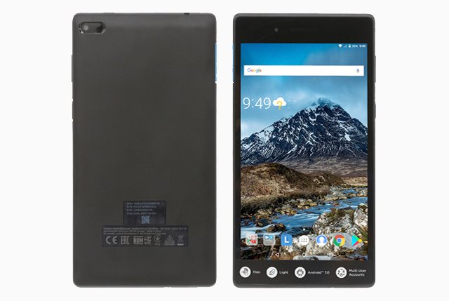 Máy tính bảng Lenovo TB 7304X với giao diện người dùng hiển thị các ứng dụng cơ bản