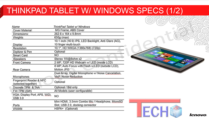 Góc nhìn cận cảnh máy tính bảng Lenovo Windows 8 ThinkPad Tablet 2 với bút cảm ứng