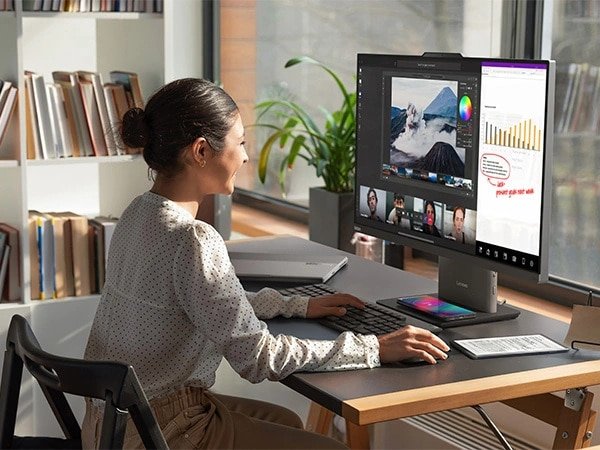 Màn hình sắc nét của Lenovo ThinkCentre Neo 50a 24 Gen5