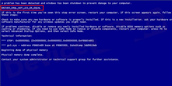 Mã lỗi IRQL_NOT_LESS_OR_EQUAL gây ra màn hình xanh
