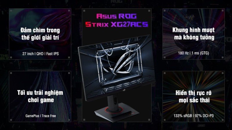 Màn hình Asus ROG Strix XG27ACS 27 inch 2K Fast IPS hỗ trợ ELMB SYNC và USB-C