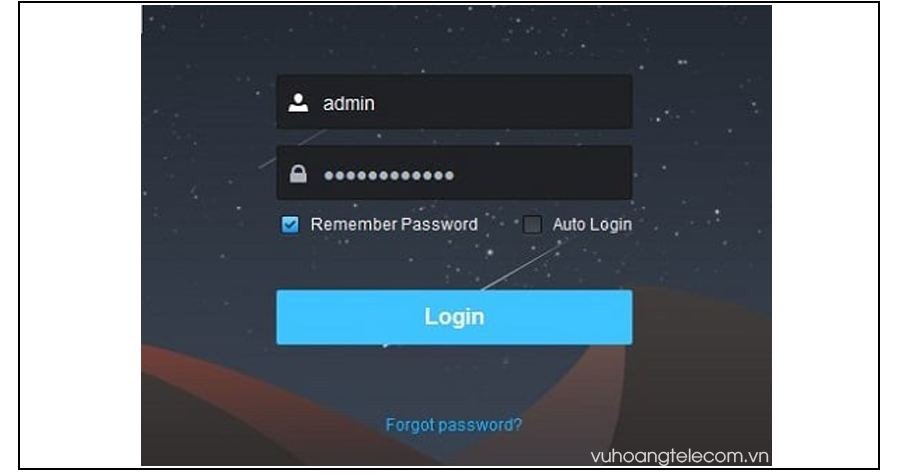 Màn hình đăng nhập tài khoản KBiVMS trên máy tính, bước đầu tiên để truy cập và sử dụng phần mềm download này.