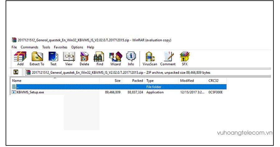Màn hình File Explorer hiển thị file cài đặt KBIVMS_Setup.exe, bước đầu tiên để download và cài đặt phần mềm cho máy tính.