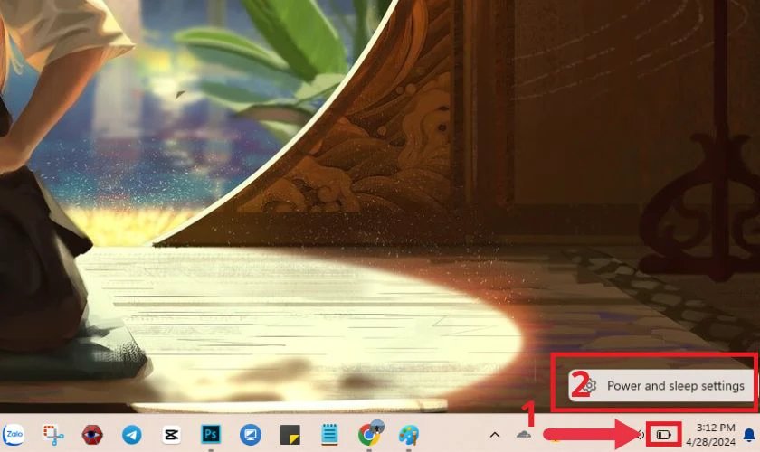 Bước 1 điều chỉnh Power Settings khi màn hình máy tính bị tối