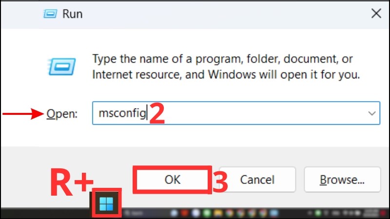 Sử dụng phím tắt Windows + R để mở hộp thoại Run