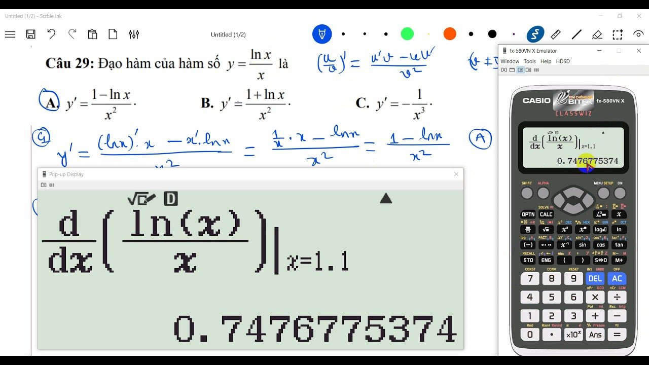 Bấm Máy Tính Đạo Hàm Lượng Giác Hiệu Quả Nhất