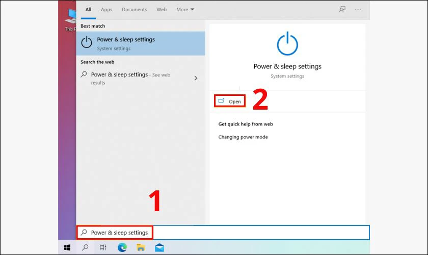 Tìm kiếm Power & sleep settings để vô hiệu hóa Fast Startup