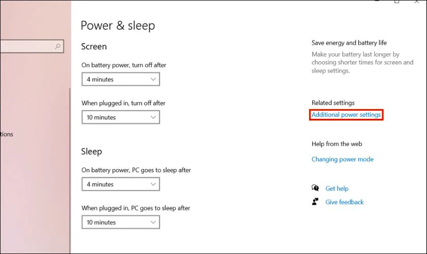Chọn Additional power settings để cấu hình Fast Startup