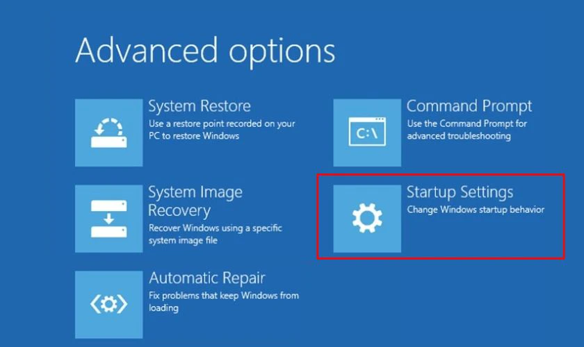 Vào Startup Settings để truy cập Safe Mode khi máy tính bị treo