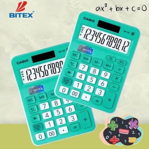 Mô hình máy tính Casio MX-12B với thiết kế phím bấm nhạy, màn hình rõ nét, đồng hành cùng trải nghiệm máy tính bàn đời mới nhất.