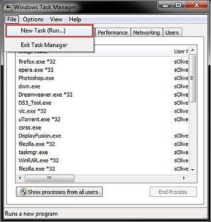 Màn hình lỗi taskbar