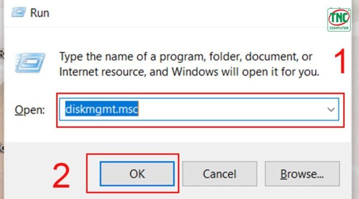 Người dùng nhập lệnh diskmgmt.msc để mở Disk Management