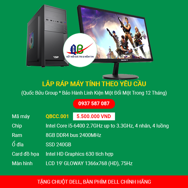 Máy tính lắp ráp giá rẻ QBCC.001 - Linh kiện mới, chính hãng, bền đẹp