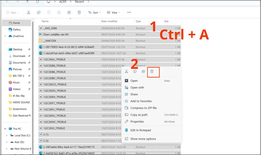 Xóa phần lịch sử Recent Places