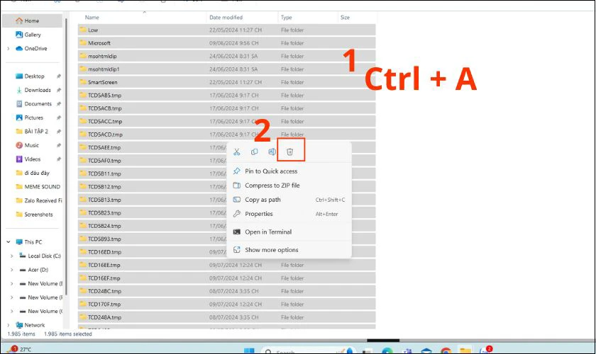 Xóa temp trên ổ cứng máy tính