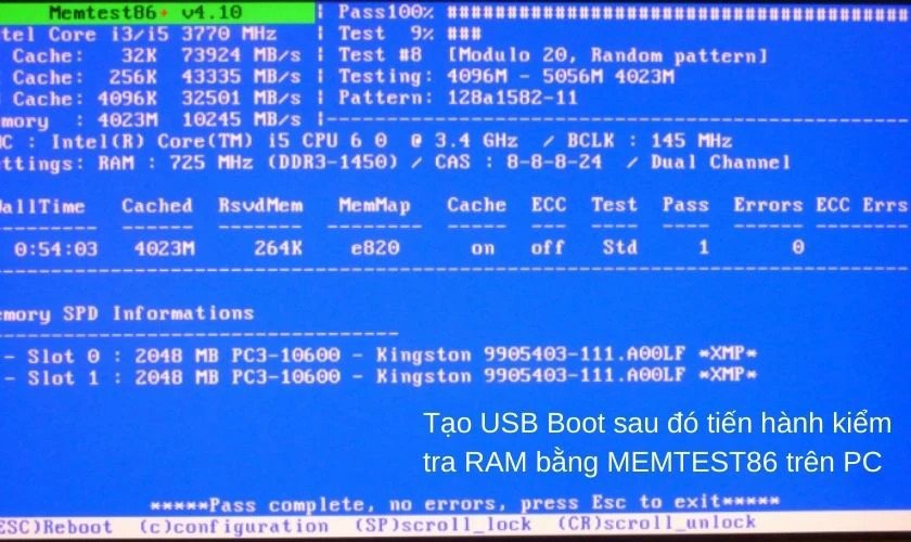 MEMTEST86 đang test lỗi RAM trên máy tính