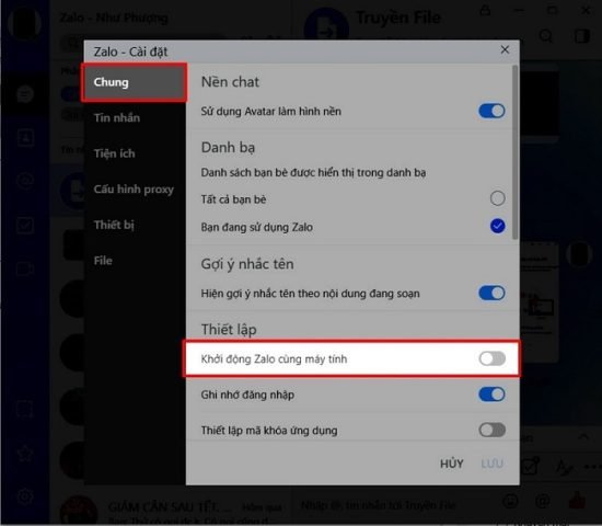 Mẹo sử dụng Zalo trên máy tính với tính năng bật/ tắt chế độ khởi động cùng máy tính