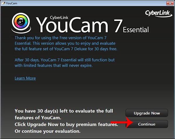 Hoàn tất cài đặt CyberLink YouCam để mở webcam trên máy tính